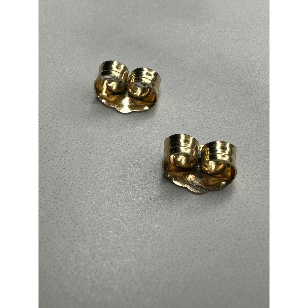 Solid 14K Yellow Gold Butterfly Earring Backs Pair Scalloped Friction Nuts 0.16g